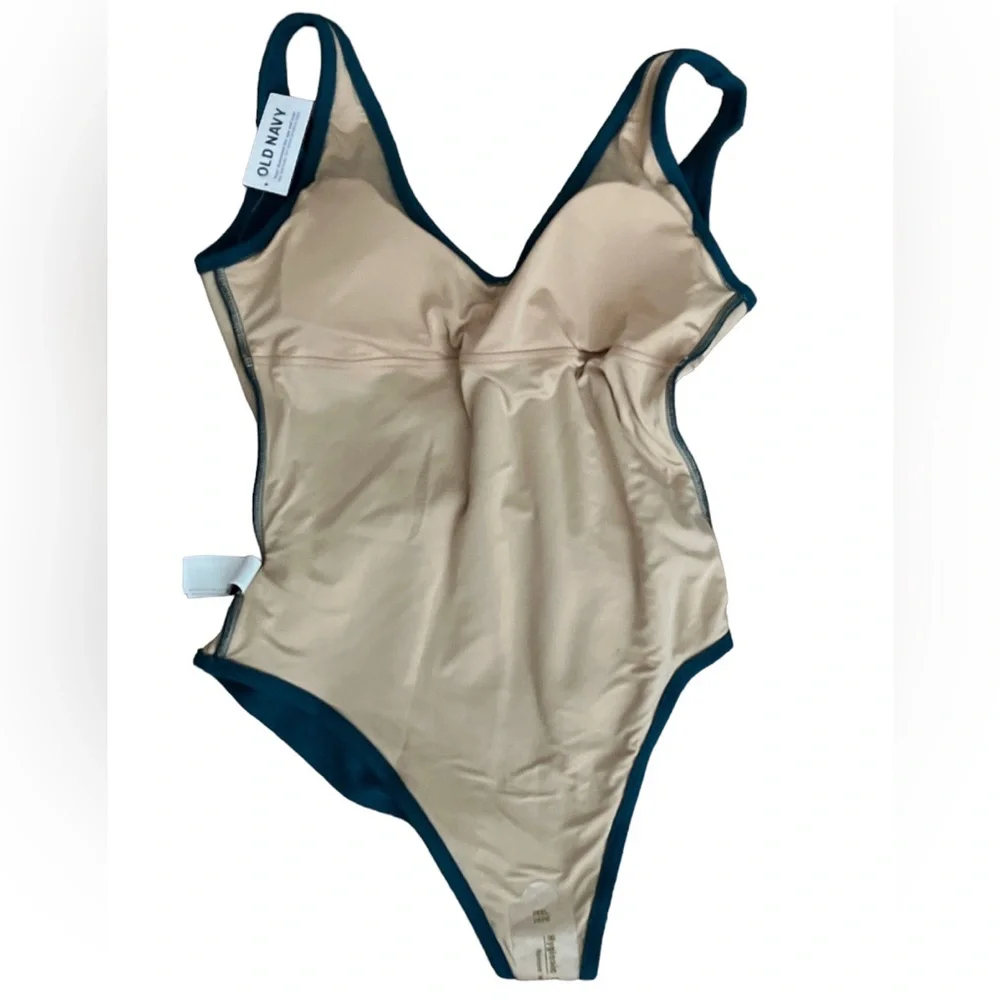 NEW Old Navy Women’s V Neck Terry One Piece Swimsuit Teal Green Size XS
